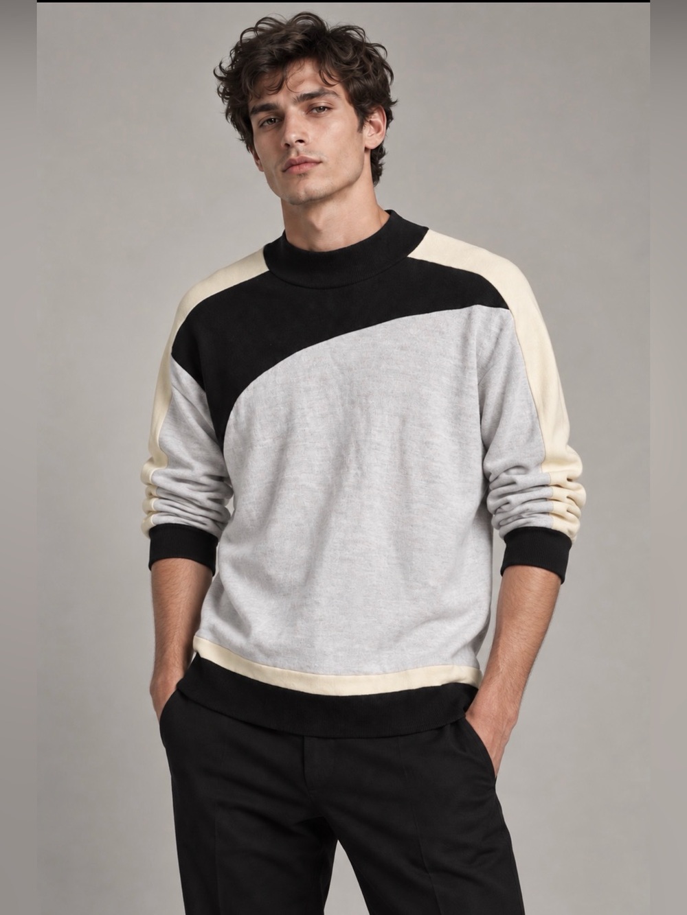 Helmut Lang Men’s Wool Colorblock Sweater Large